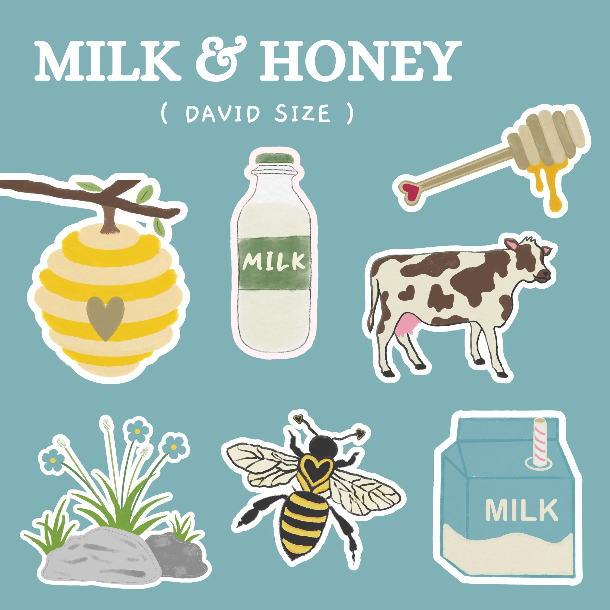 Milk & Honey Sticker Pack - DAVID Size | Small Bible Stickers