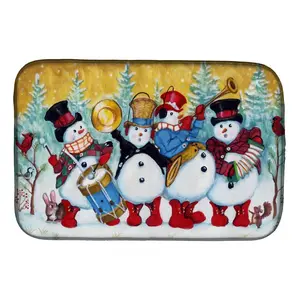 212 MAIN 14x21 in. Rectangular Snowmen Strike Up the Band Dish Drying Mat, Decorative Kitchenware Coaster, Home Tableware Accessory