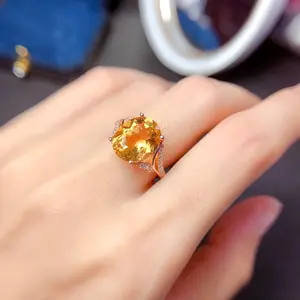 Net red live  new golden zircon imitation topaz temperament open ring women's fashion hand jewelry