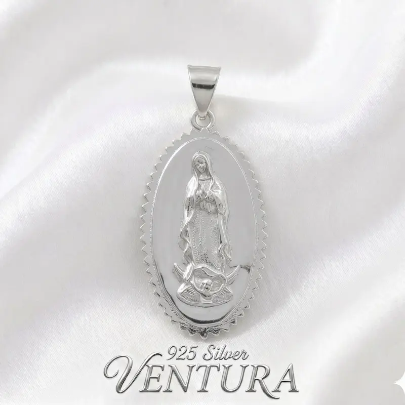 925 Sterling Silver Virgen de Guadalupe Pendant, Religious Jewelry for Women
