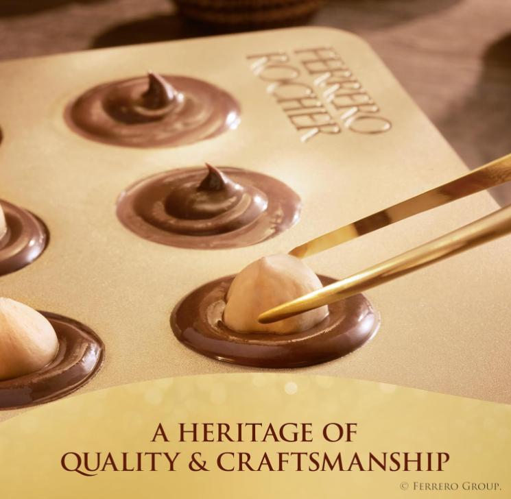 Ferrero Rocher Gourmet Hazelnut Milk Chocolate Valentine's Day Gift Box, 12 Individually Wrapped Chocolates for Gifting, 5.3 oz