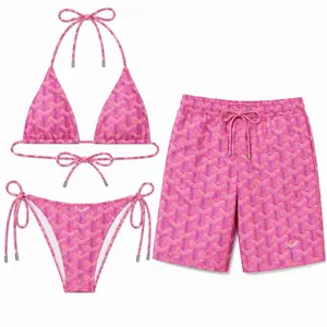Goya Pink Summer 2026 Matching Couple Swimwear Set – Trendy Beach Vacation Outfits for Couples, TikTok Viral Swim Style