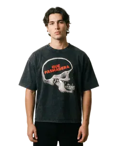 QUE PASMADERA Unisex Short Sleeve Fitted Crew Neck T-Shirt Summer Casual Streetwear 100% Cotton Medium Length