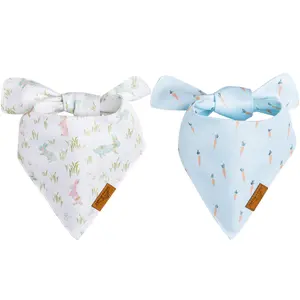 Remy+Roo April Collection Plaid Dog Bandanas - 2 Pack, Adjustable Sizing for Medium Large Dogs, Christmas-2, Large Christmas Dog Bandanas Set pet neck