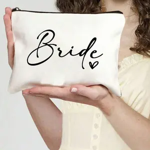Bride Handbags And Makeup Bags, Bridal Print Zipper Makeup Bags, Makeup Storage Bag, Personalized Bridal Gifts, Suitable For Weddings, Bridal Showers, Bachelorette Parties, Engagements, Honeymoons, Gifts For Good Friends, Bridal Souvenirs