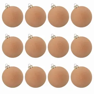 12Pcs 6Cm Velvet Christmas Ball Pendant Flocked Reusable Christmas Balls Ornaments DIY Shatterproof Xmas Tree Hanging Ornaments Does not apply