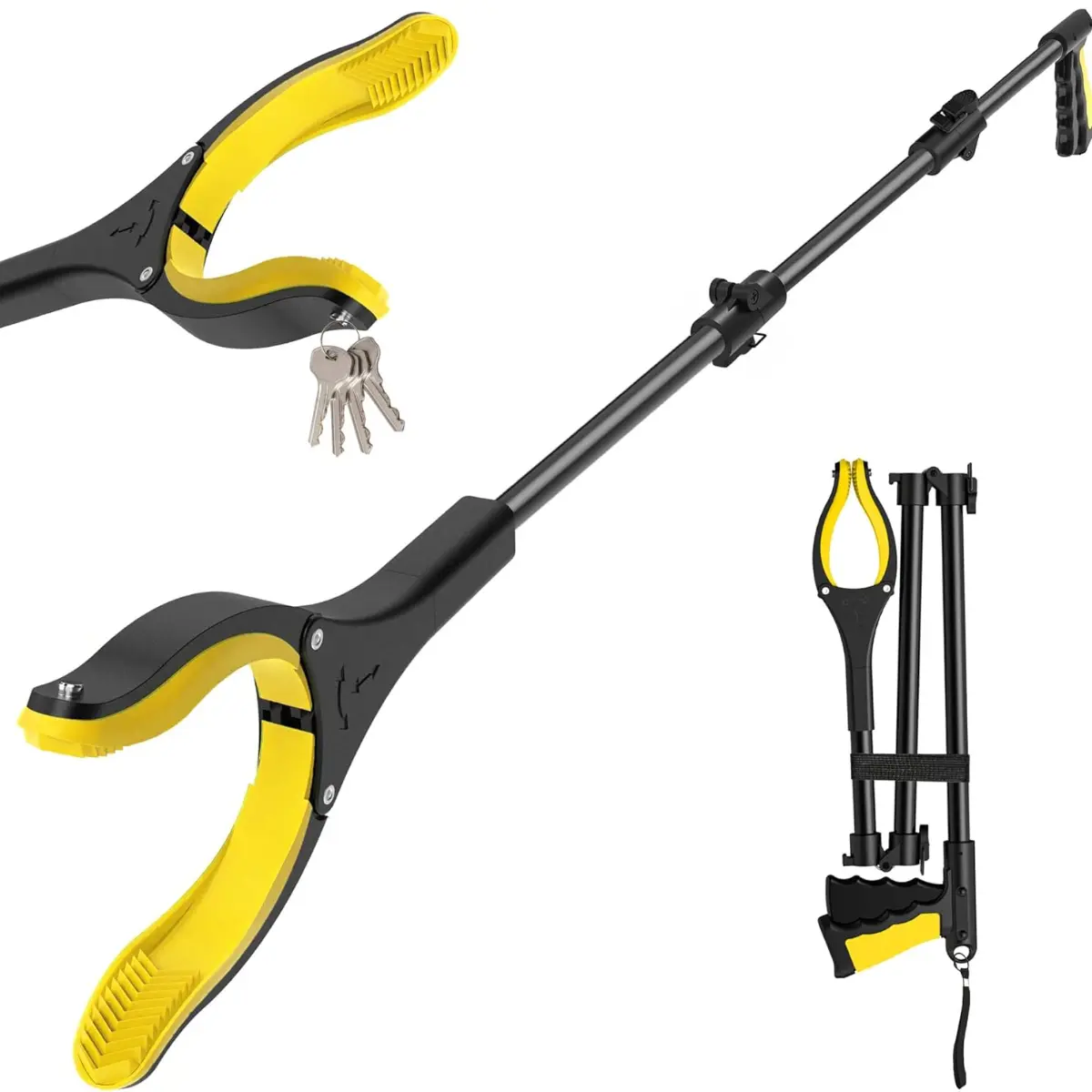 44-Inch Extra Long Grabber Reacher Tool | Foldable Trash Pickup Stick with Magnetic Grip & Rotating Anti-Slip Claw for Seniors