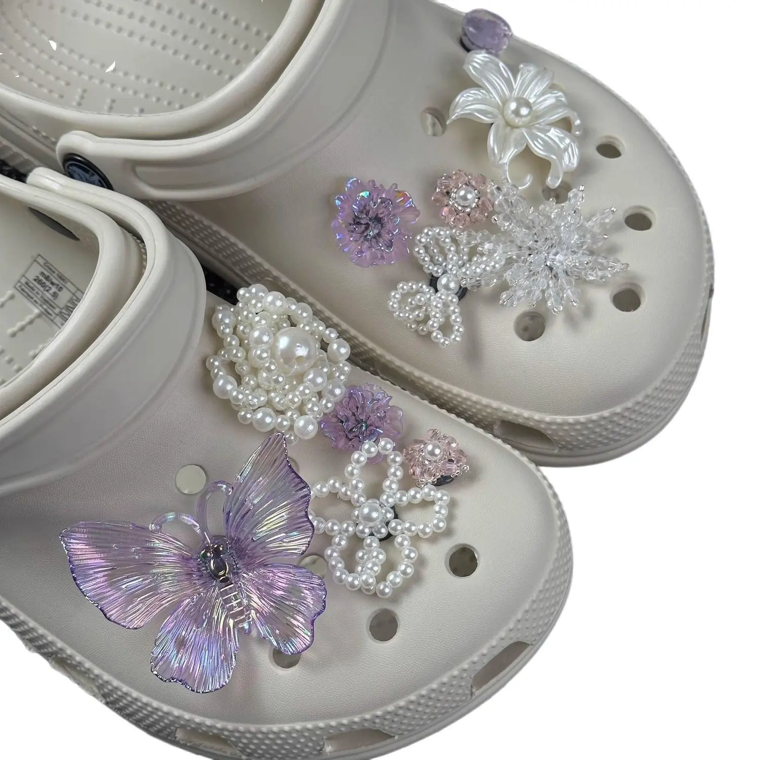 2026 New High-End Alloy Clog Clasp - DIY Detachable Rhinestone Pearl Butterfly Shoe Charms, Cute Footwear Decoration Accessory