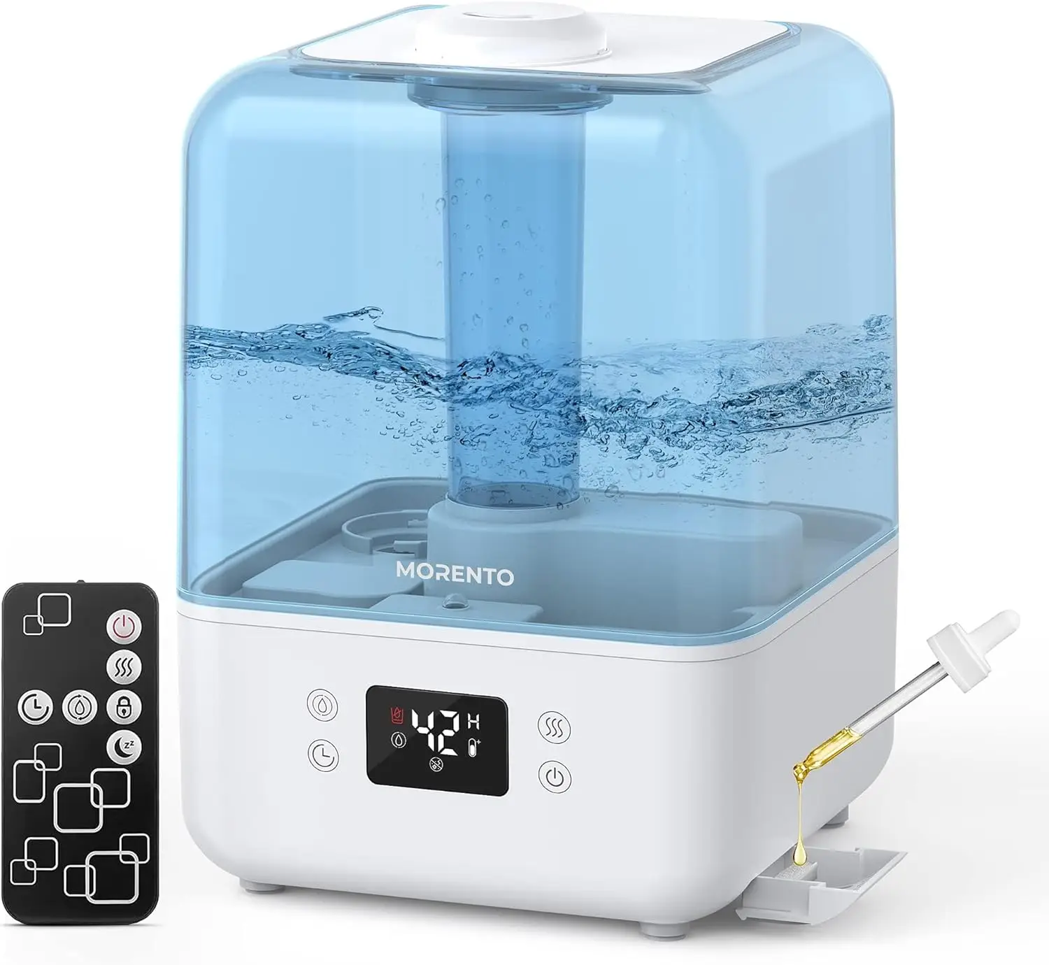 MORENTO Humidifiers for Bedroom, 4.5L Top Fill Humidifiers for Large Room, Cool Mist Humidifiers for Home, Auto Shut-Off, Humidity Setting, Last up to