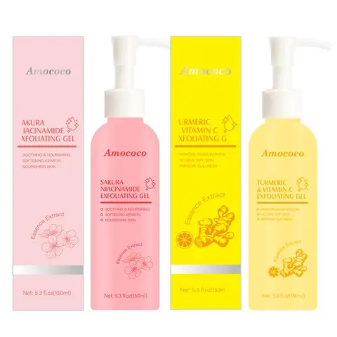 Niacinamide & Turmeric Vitamin C Exfoliating Gel - 150ML Gentle Exfoliation & Deep Cleansing - Nourishing Moisturizing Facial Cleanser - 5.3 fl oz Each Multi-Exfoliant Body Exfoliator for Sensitive Skin Repair & Hydration - Blend