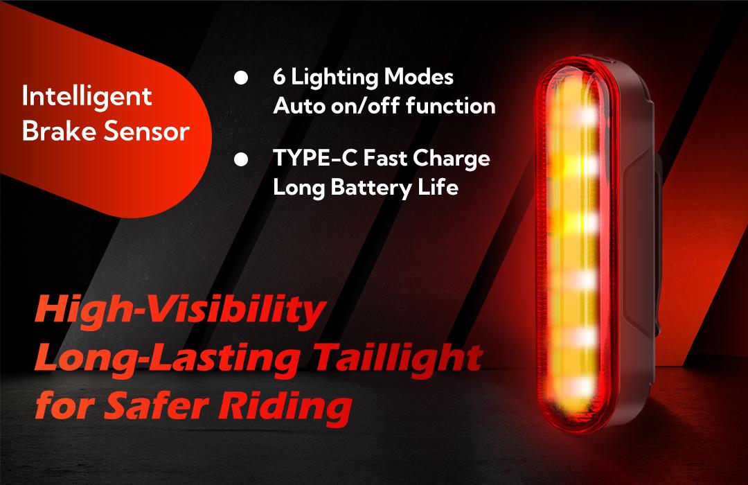 Super Bright Bike Laser Light USB Rechargeable 5 LED 6 Modes Waterproof Tail Light for Rear & Front Cycling Safety Warning Lamp Night Riding Mountain Biking