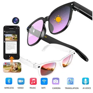 2026 New Wireless Wearable AI Smart Eyewear - 8MP Camera, Photo & Video Recording, Open-Ear HD Audio, Bluetooth Calls & Music, UV Protection, Multi-Language Translation, Button Control, Cool Tech Gadgets for Travel
