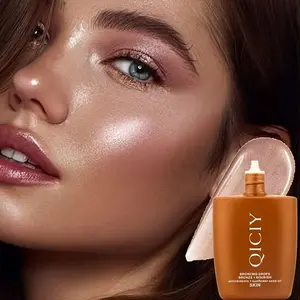 Liquid Highlighter Bronzing Drops-Waterproof,Sweat-Resistant Face,Medium Coverage,High Shiny Finish,fine water-based properties,bronze-colore cosmetic Bronzer Makeup Radiant Smooth