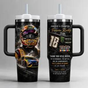 Collection Kyle Busch Forever Rowdy 20oz/40oz Tumbler, NASCAR Tribute Memorial Cup, Kyle Busch Fan Travel Mug, Racing Legend Stainless Steel Insulated Tumbler Gift