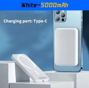 White Magnetic Wireless Charger Power Bank – Portable Snap-On Phone Battery