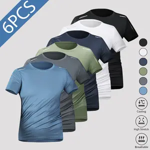6PCS Men's Quick Dry T-Shirts |   Breathable Cooling Gym Tops |   Athletic Workout Shirts Set