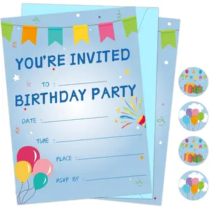 30 Pack Birthday Party Invitations Set Boys Girls Kids Invite Cards with Envelopes Printed Birthday Invitations Supplies with Sticker Labels Decorations for Surprise Party Baby Shower Boys Party