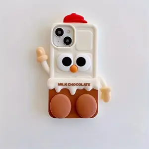 Cartoon Red - Hat Chocolate Silicone Phone Case,Compatible with iPhone 16 Pro Max/16 Pro/16, iPhone 15 Pro Max/15 Pro/15, iPhone 14 Pro Max/14 Pro/14, iPhone 13 Pro Max/13 Pro/13, iPhone 12 Pro Max/12 Pro/12, iPhone 11, Anti - Drop & Cute Protective Cover