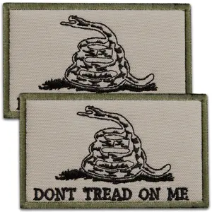 2-Pcs Don't Tread On Me Patch Hook & Loop, Embroidered Gadsden Flag