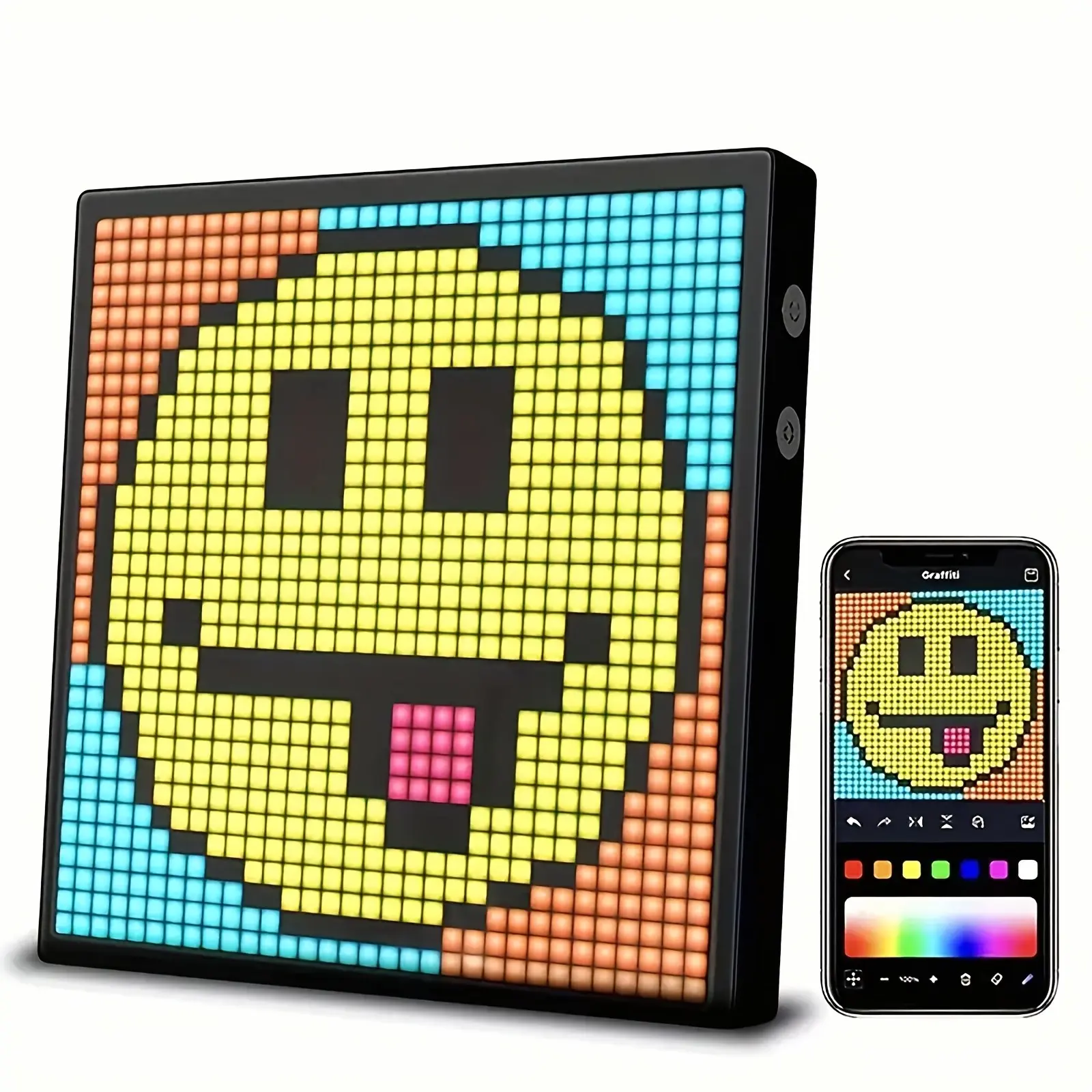 32x32 HD LED Pixel Matrix Screen, Wireless Bluetooth APP Programmable Display, DIY  Text Animation Logo, Unique Back to School Gift for Students, 5V USB Powered Desktop Wall Bar Decor