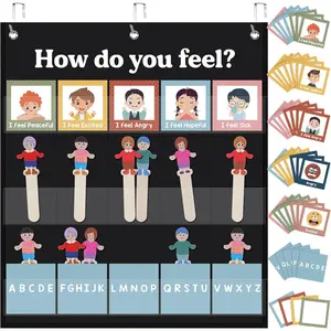 Emotions Feelings Pocket Chart How Do You Feel Pocket with 50 Emotions Cards Social Emotional Learning Materials Activities for Classroom  Teacher   Calm Down Corner Supplies