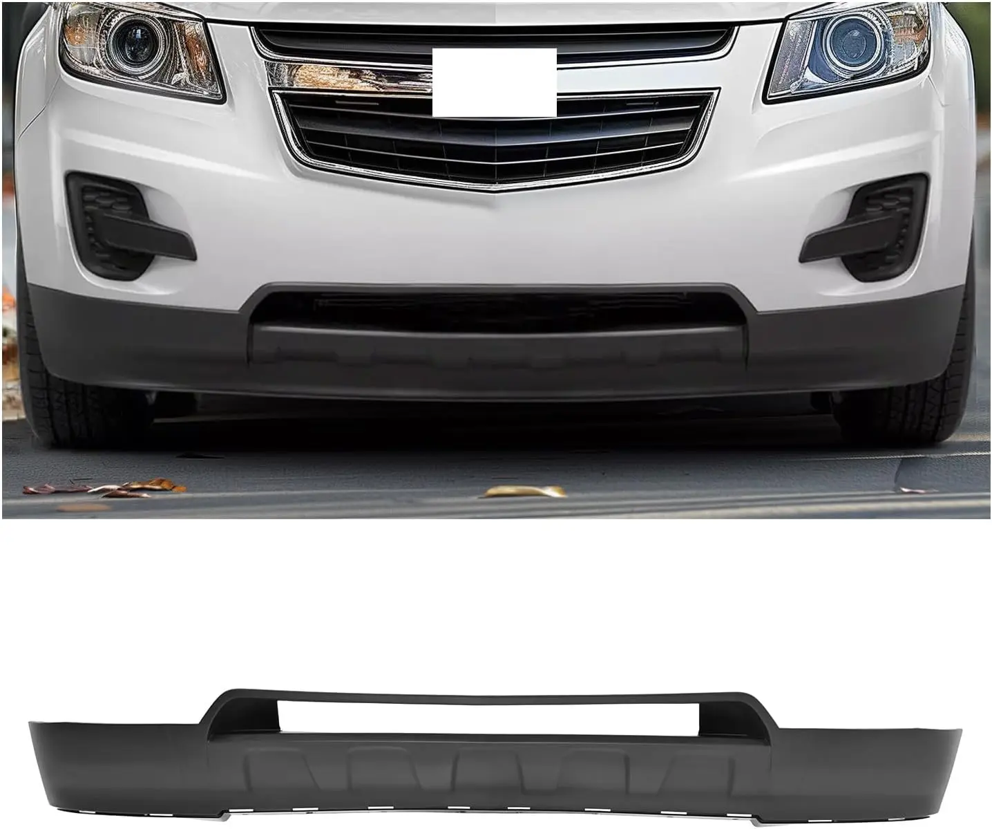 Front Bumper Valance Compatible with 2012-2015 Chevy Chevrolet Equinox Replacement for GM1015111 Lower Bumper Cover Air Deflector Valance Apron Without Chrome Molding Plastic Black