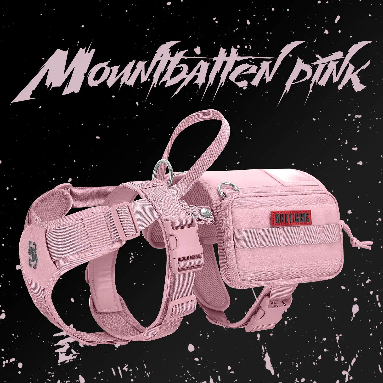 NEW ARRIVAL!! Mountbatten Pink OneTigris Tactical Service Dog Vest Harness | Multi-Functional K9 Harness with Pouches, Durable & Waterproof for Outdoo