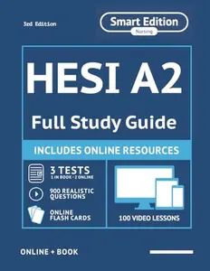 USED Book - HESI A2 Full Study Guide 3rd Edition: Complete Subject Review, 3 Full Practice Tests, 900 Realistic Questions, Online Flashcards, 100 video lessons by Smart Edition (Paperback) - english