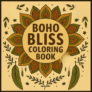 Boho Bliss Coloring Book with Hand-Drawn Boho Patterns & Nature Art for Mindfulness & Creativity Unisex Design Over 50 Designs for All Skill Levels Single-Sided Pages