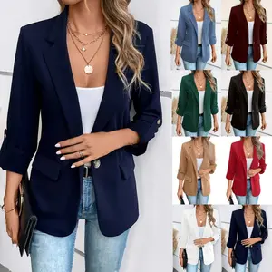 Women's Plus Relaxed Scuba Knit Stretch Blazer with Scrunch Sleeves, Sizes XS-4X