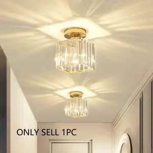Modern E27 Crystal Chandelier Ceiling Light Fixture, Metal Glass Shade, Hardwired Design for Home Hallway Balcony, 85v-265v, Home Decor Light