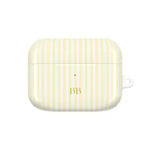 Personalized Yellow Phone Case Custom Monogram Air Pods Case Aesthetic Striped Airpods Case Summer Coastal Airpods Case Preppy Airpods Beachy