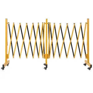 23FT/16FT/11FT Metal Expandable Mobile Barricade,Industrial Folding Security Gate Driveway Gate, Retractable Retractable Gate Outdoor,Folding Safety Barricade with Casters