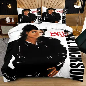 Michael Jackson Pattern Print Soft Fitted Sheet Set, Includes 1 Fitted Sheet and 1 or 2 Pillowcases, Excluding The Core And Pillow Core,Modern Style Bedroom Bedding Decor Gift, Bed Sheet Sets