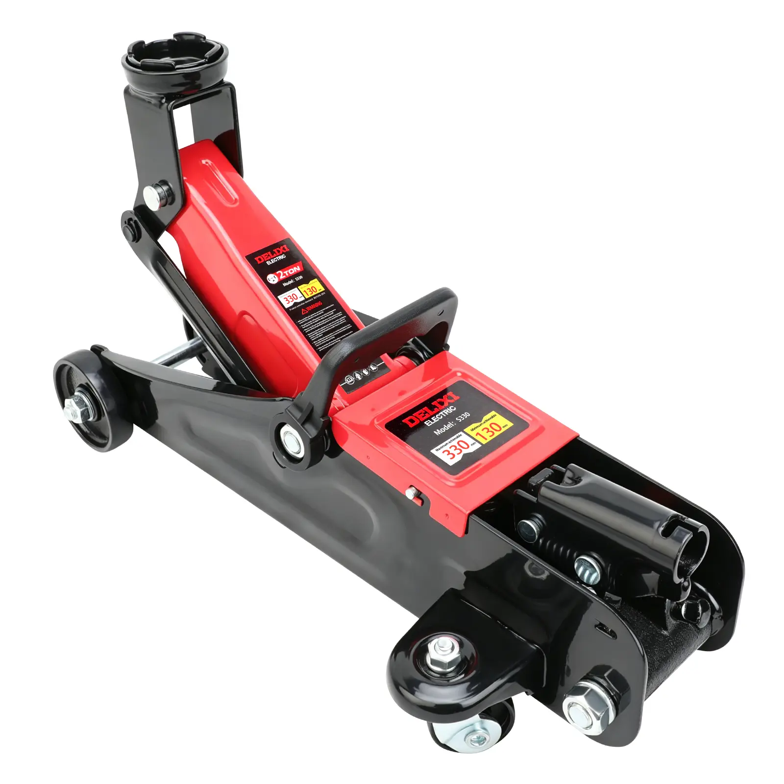 2-Ton (4,000 lb) Heavy-Duty Single-Piston Hydraulic Jack - Ground-Mounted Lifting Pump, 5.5in to 12.99in Lifting Range, Carbon Steel Construction for Compact Passenger Vehicles Maintenance