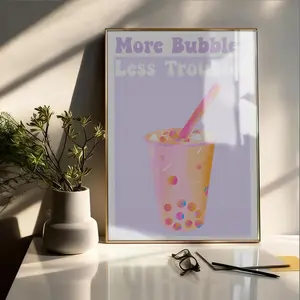 PIKPAKA Bubble Tea Poster HD Waterproof Art Poster for Home, Bar & Café Decor | Fade-Resistant, Non-Sticky, Vibrant DIY Wall Print | Perfect Decorative Poster for Office & Living Room