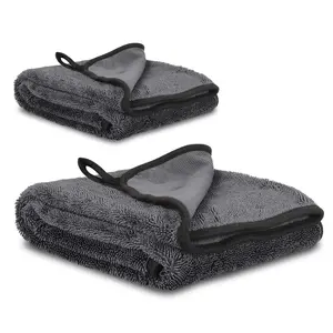 2Pcs Super Aborbent Car Towel Set 600GSM Microfibre 90x60 40x40cm for Car Drying and Car Detailing