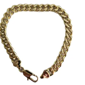Bracelets & Bangles Style Cubano Gold Plated Chain Necklace with Secure Clasp Jewelry Accessory