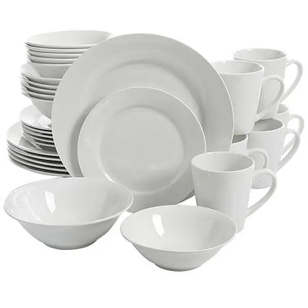 Gibson Home Noble Court 30 Piece Ceramic Dinnerware Set in White Gibson Home Noble Court 30 Piece Ceramic Dinnerware Set in White
