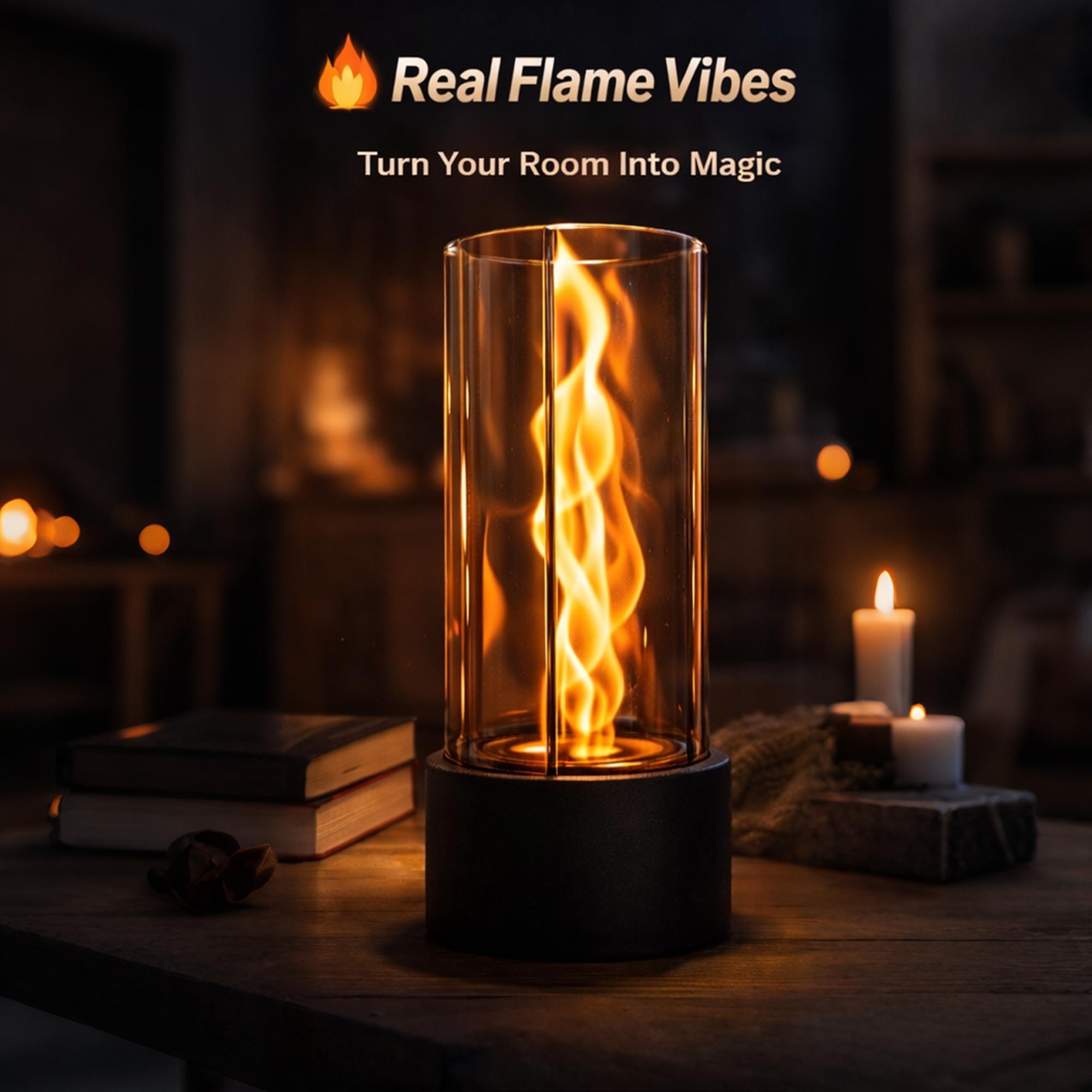 Tornado Tabletop Fire Pit [ 60-90 Mins  ] with Adjustable Flame Ring, Tabletop Fireplace Indoor & Outdoor Gift for Balcony Home Decor, Portable Table Top Firepit for Parties, Clear Glass Fire Pit Modern
