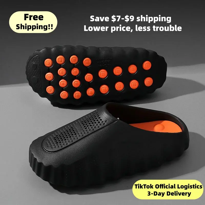Men's Sport Massage Slide Sandals, Waterproof EVA Slip On with Non-Slip Sole and Air Vents for Street Casual Wear & Post-Workout