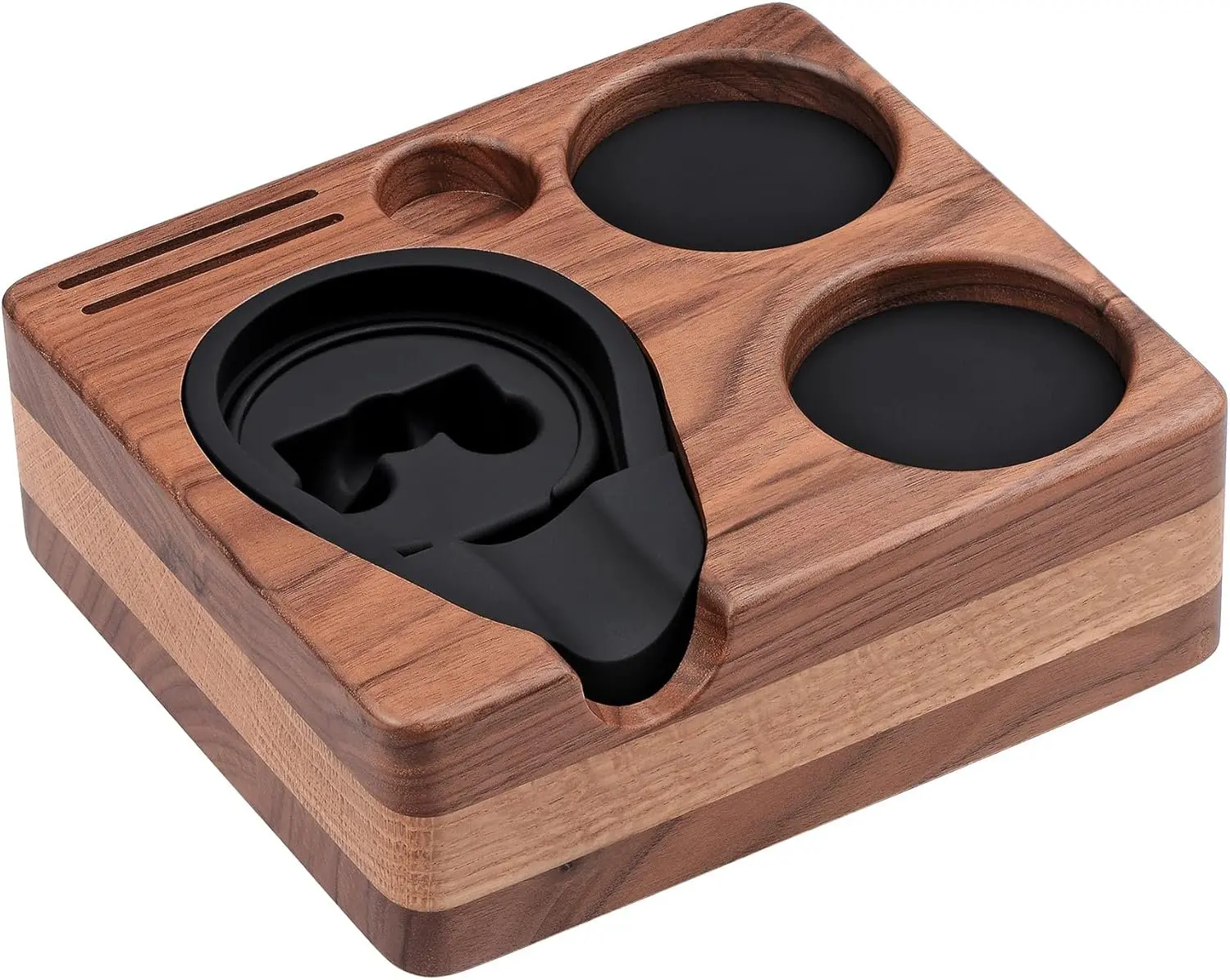 Compact Tamping Station, Espresso Tamper Station Base, Genuine  Walnut Tamper Holder, Portafilter Holder For 51mm 54mm Coffee Tamper, Distributor, Puck Screen, WDT and Portafilter