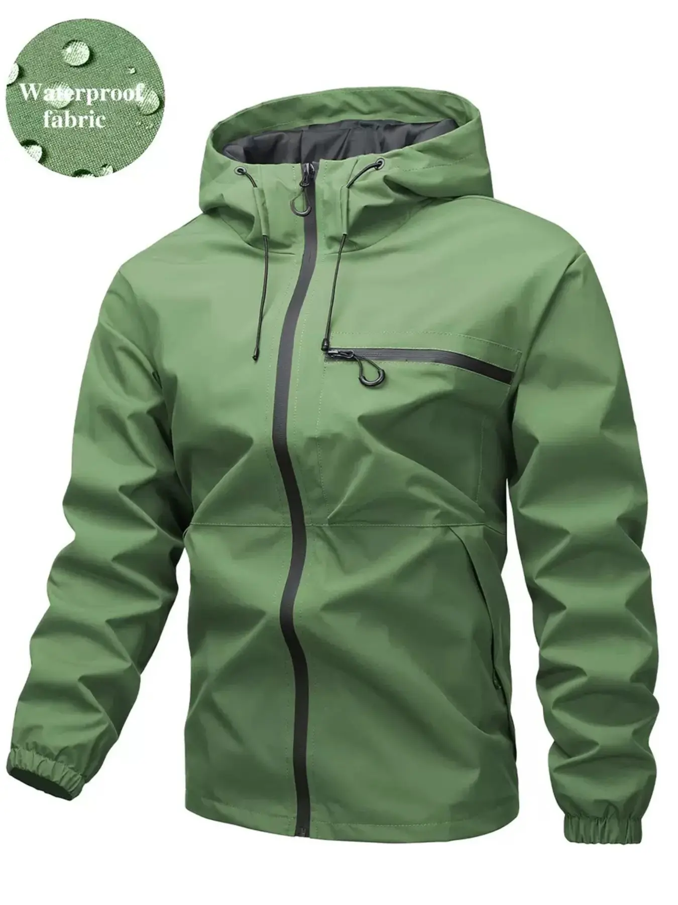 Men Waterproof Hooded Long Sleeve Athletic Jacket | Lightweight Windproof Rain Coat for Outdoor Hiking Camping Daily Commute