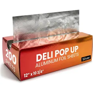 Foil Sheets for  - 200 Count Pre-Cut - 12" Pop Up Foil Sheets for Restaurant, , Sandwich or Hot  Tin Foil Disposable Sheets