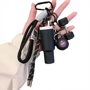 Aesthetic Mini Water Bottle Keychain for Backpack, Cute Gym Charm with Dumbbell Pendant, Trendy Bag Accessory for Girls & Teens, Free Random Gift Shipped with Every Purchase