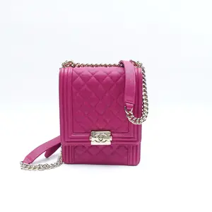 Pre-owned CHANEL leather Shoulder Bags Leboy Purple Shoulder Bag T10378234