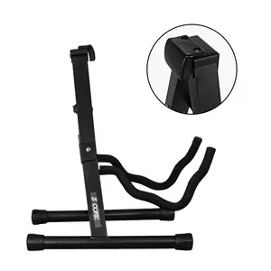 5 CORE Double Guitar Stand Floor Adjustable Heavy Duty A Frame Universal Folding Acoustic Electric Bass Mandolin Banjo Violin Holder Stands For On Stage Studio - GSS BLK