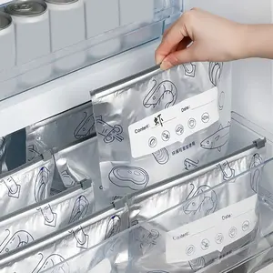 【Refrigerated Food】Reusable Aluminum Foil Sealable Storage Bags, 2026 New Resealable Vacuum Zipper Pouches for Food, Stand Up Foil Sealable Bags with Label and Zip Lock for Vegetable Fruit Meat