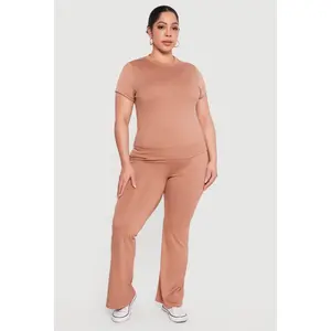 Plus Size High Waisted Flared Yoga Pants