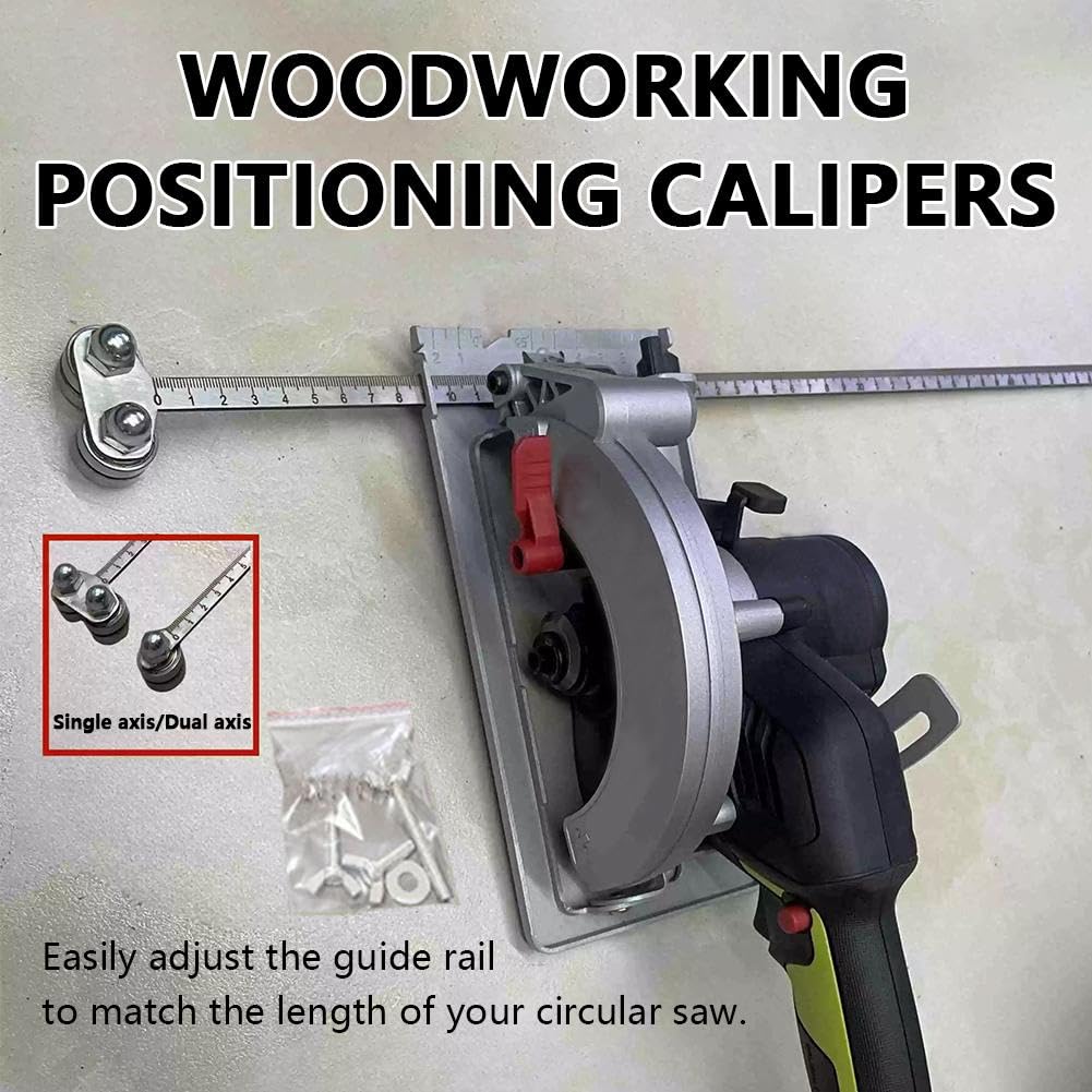 Circular Saw Roller Guide,Positioning Calipers for Precise Measurements & Easy Wood Cutting, Adjustable Stainless Steel Positioning Caliper, Calipers for Circular Skill Hand Saw